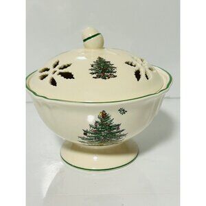 Spode Vintage England Porcelain Pierced Bowl Candy Dish Tree Design 5x5”